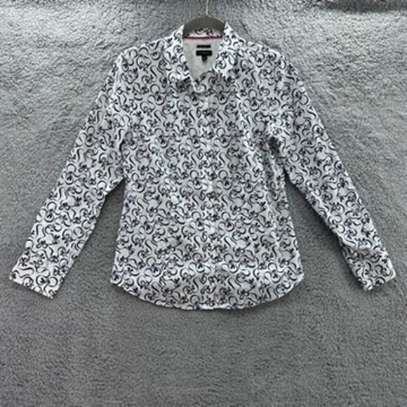 Talbots Size 6 Long Sleeve Button Up Collard Shirt Bow Pattern Classic Work - Picture 1 of 10